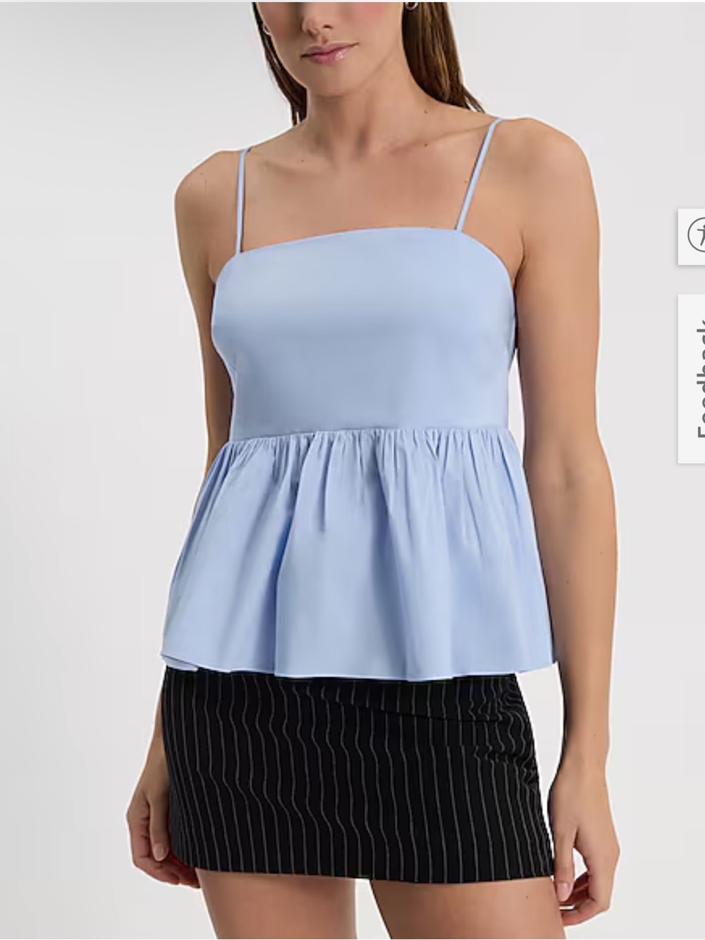 Express Light Blue Spaghetti Strap Peplum Camisole